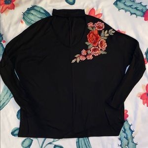 Cute choker style sweater with floral design